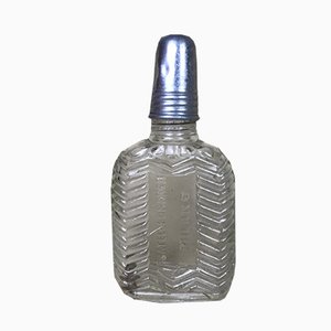 Italienische Vintage Fratelli Branca Glasflasche mit Aluminium Tasse, 1950er