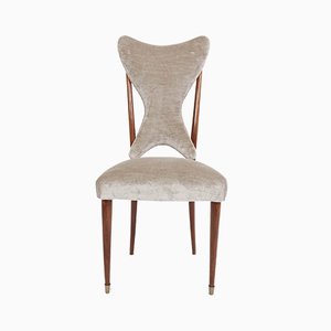 Italian Pearl Gray Velvet Dining Chairs by Ico Parisi, 1950s, Set of 6