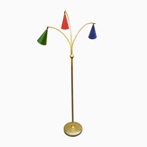 Brass and Colored Cones Floor Lamp, 1950s