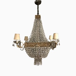 Large Vintage Crystal Chandelier, 1950s