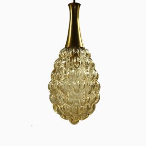 Amber Bubble Glass Pendant Lamps by Helene Tynell for Limburg, 1960s, Set of 5