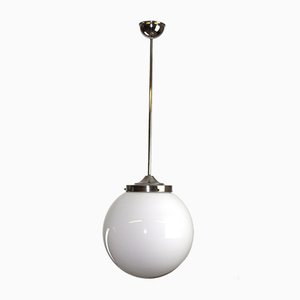 Lampada da soffitto vintage in vetro opalino Bauhaus, anni '50