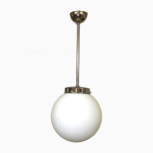 Vintage Bauhaus Style Opaline Glass Globe Ceiling Lamp, 1950s