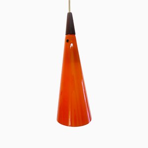 Orange Mid-Century Trompeten Deckenlampe von Fog & Mørup, 1960er