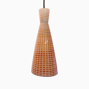 Lámpara de techo Diabolo Mid-Century de vidrio rojo de Aloys Gangkofner para Peill & Putzler, años 50