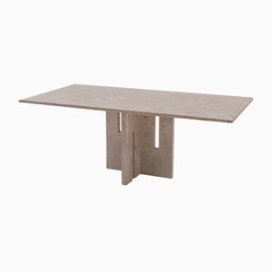 Mid-Century Italian Travertine Dining Table in the Style of Carlo Scarpa, 1970s
