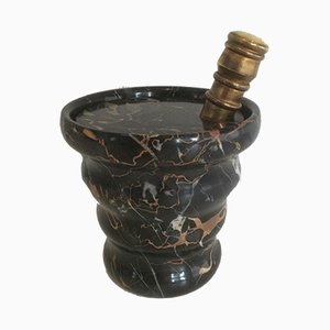 Decorative Black Marble and Brass Covered Pot, 1940s