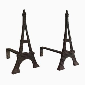 Eiffelturm Andironen aus Gusseisen, Frankreich, 1900er, 2er Set
