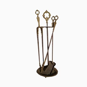 19th Century Brass Fire Place Tools