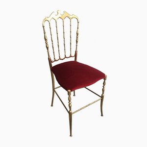 Brass and Fabric Chair from Chiavari, 1940s