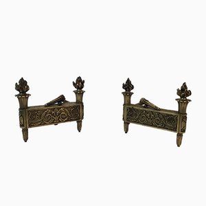 Empire Bronze Andironen, Frankreich, 1850er, 2er Set