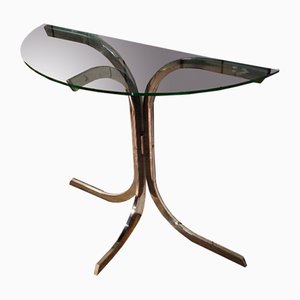 Chrome & Glass Demi Lune Side Table