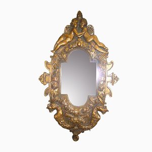 Gilt Wood Mirror with Cherubs