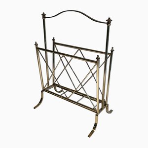 French Neoclassical Brass Magazine Rack Attributed to Maison Jansen, 1940s