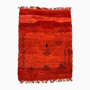 Großer marokkanischer Vintage Beni Ourain Teppich in Rot & Schwarz, 1980er