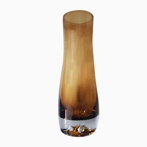 Amber Vase with Processed Glass Bottom, 1960s