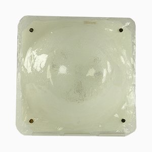 Vintage Square Ice Glass Flush Mount Ceiling Lamp from Müller & Zimmer, 1960s