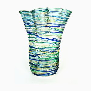 Jarrón de cristal de Murano soplado en agua de mar verde de Made Murano