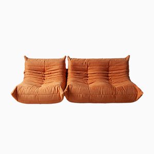 Microfiber Togo Sofa & Lounge Chair by Michel Ducaroy for Ligne Roset, 1970s, Set of 2