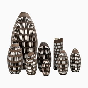 Ceramic Vases Model Negro by Ingrid Atterberg for Upsala Ekeby, Sweden, 1950s, Set of 8