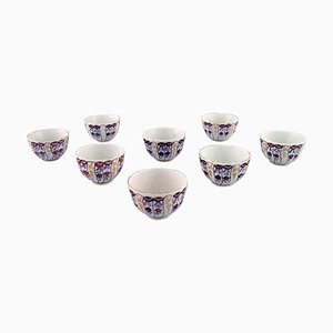 Antique Hand Painted Porcelain Cups from Royal Copenhagen, Set of 9