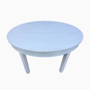 Mesa de comedor Art Déco ovalada en blanco, años 40