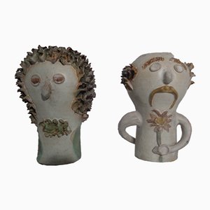 Dänische Studio Women & Man Vasen aus Keramik, 1960er, 2er Set