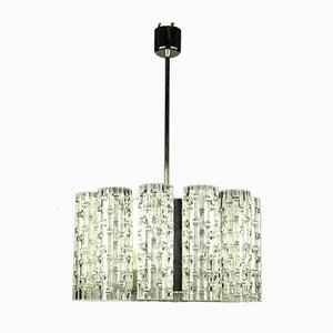 Vintage Glass and Chrome Ceiling Lamp from Doria Leuchten, 1960s