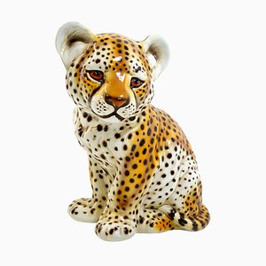 Ceramic Statuette of a Baby Panther in the Style of Ronzan, 1970s