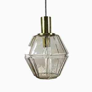 Mid-Century Glass and Brass Pendant Lamp from Limburg, 1960s