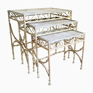 Vintage Faux Bamboo Nesting Tables, Set of 3