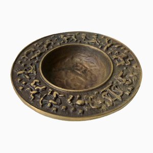 Scodella Zodiaco vintage in bronzo di Nordisk Malm, Danimarca, anni '40