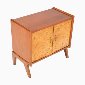 Mid-Century Blond Walnut, Burl Birch, and Inlay Threaded Cabinet by Paolo Buffa for La Permanente Mobili Cantù, 1940s