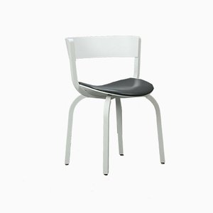 White Leather & Bentwood Model 404 SPF Chair from Thonet