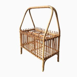 Mid-Century Rattan and Bamboo Bottle Holder, 1950s