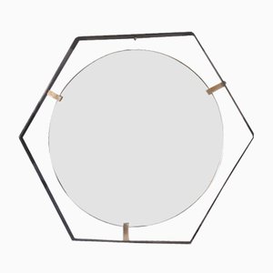 Miroir Mid-Century en Laiton et Acier