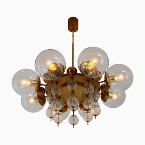 Chandelier with Patinated Brass Fixture, 1950s