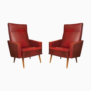 Mid-Century Leatherette Armchairs, Czechoslovakia, 1960s, Set of 2