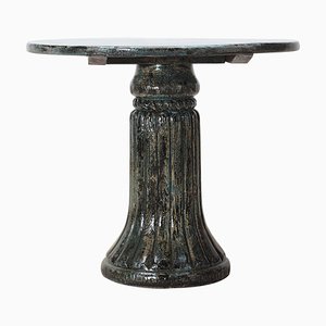 Vintage Round Blue Lacquer Pedestal Table