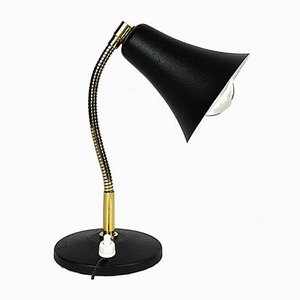 Black Metal and Brass Cocotte Table Lamp, 1950s