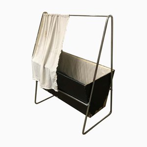 Vintage Black Wood and Chrome Cradle by Willem Hendrik Gispen for Gispen Culemborg, 1930s