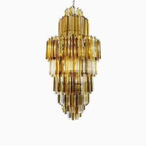 Amber Smoke Color Venini Skyscraper Chandelier, 1960s