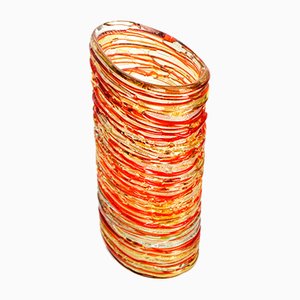 Red Amber Blown Murano Glass Vase from Made Murano Glass