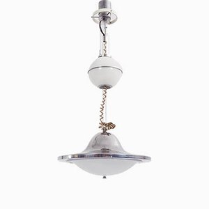 Lámpara colgante UFO doble era espacial grande italiana de Gaetano Sciolari para Sciolari, años 60