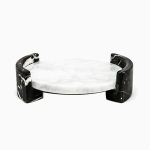 Small Circular Triptych Tray in White Carrara Marble from Fiammettav Home Collection