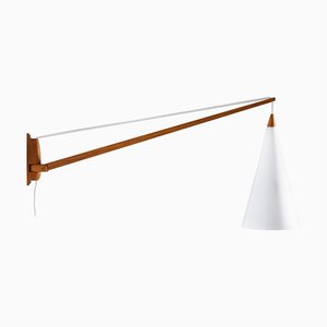 Mid-Century Swedish Swiveling Wall Lamp in Acrylic and Teak by Uno Kristiansson for Luxus, 1950s