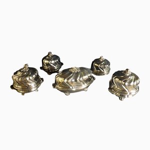 Antique Silver Metal Bells, Set of 5