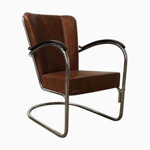 Brown Leather Model 412 Easy Chair by Willem Hendrik Gispen, 2000s