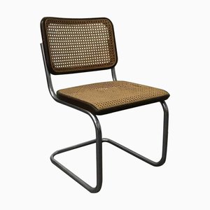 Sedia da pranzo S32 con struttura nera in vimini di Marcel Breuer per Thonet, anni '60