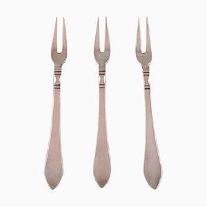 Antique Georg Jensen Continental Cold Meat Forks in Sterling Silver, Set of 3